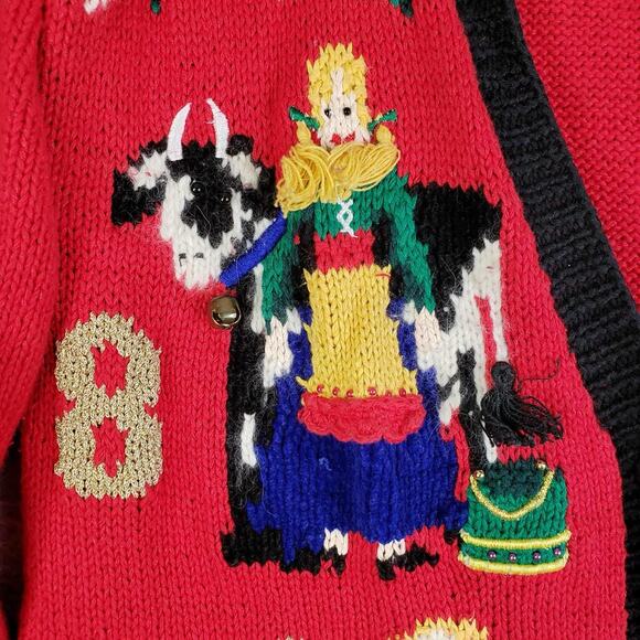 Vtg Marisa Christina Sweater Womens Medium 12 Days of Christmas Cardigan 90s - Picture 14 of 16